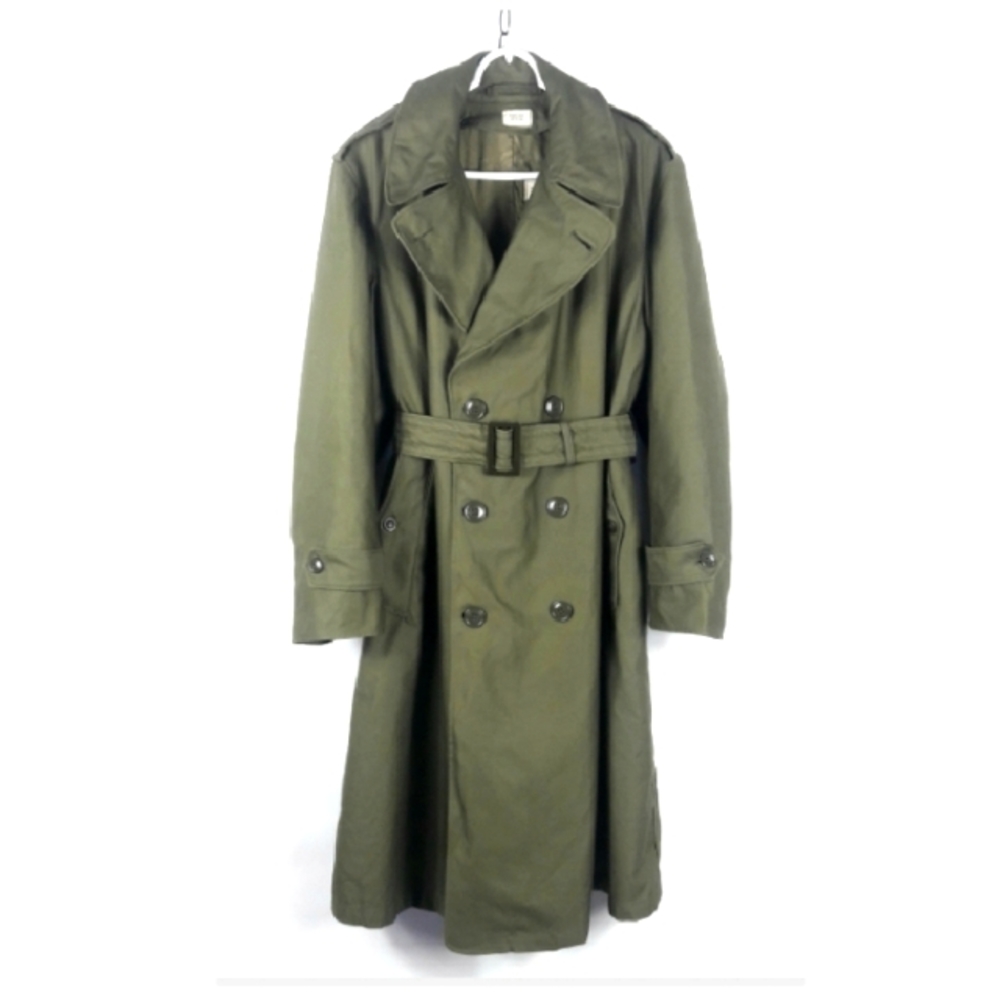 Vintage 60's Army Military Olive Green Trench Coat